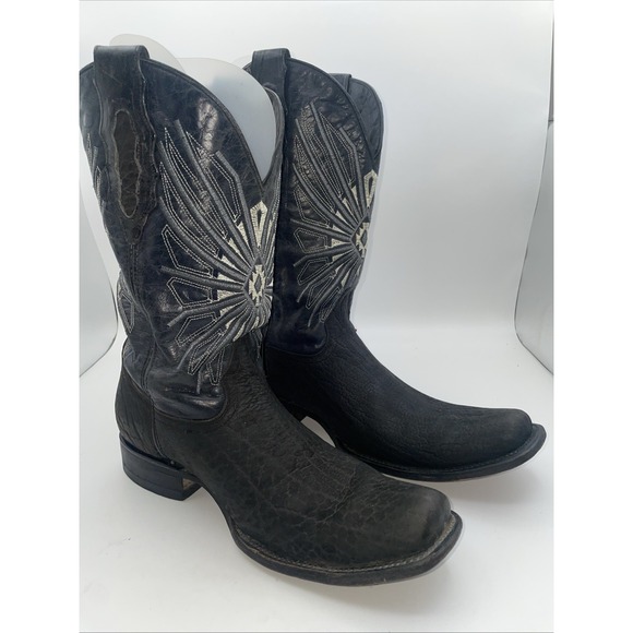 JW Jhonn Whaynee Black Bison Leather Boots US Size 9-9.5 Handmade Mexico Size 28